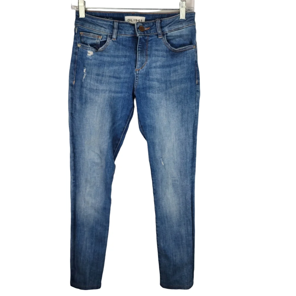 DL1961 Womens 25 Florence Instasculpt Skinny Delano Medium Wash Denim Jeans Blue - Picture 1 of 8